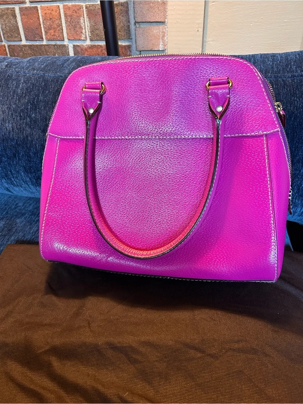 kate spade Magenta Wellesley Maeda Leather Dome Satchel with Gold Hardware